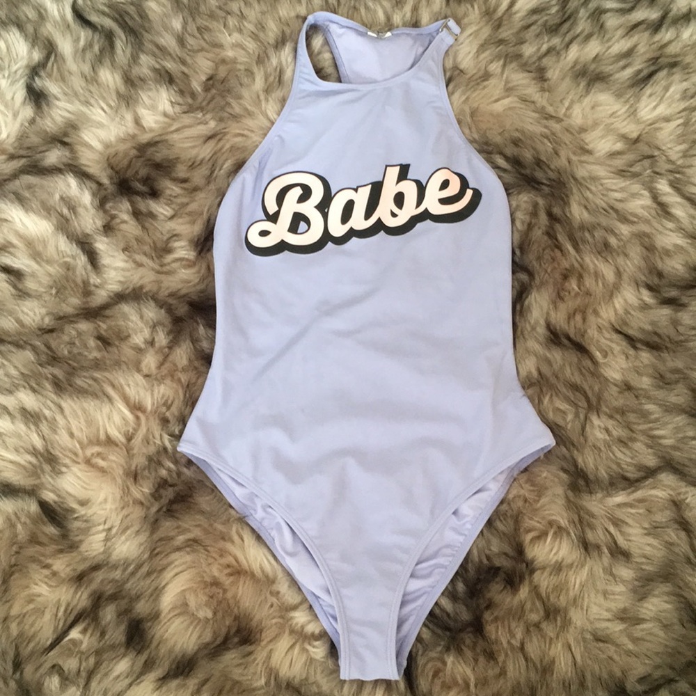 Babe one piece swimsuit lilac and pink